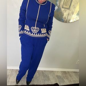 St John Royal Blue Sweater Set size S
